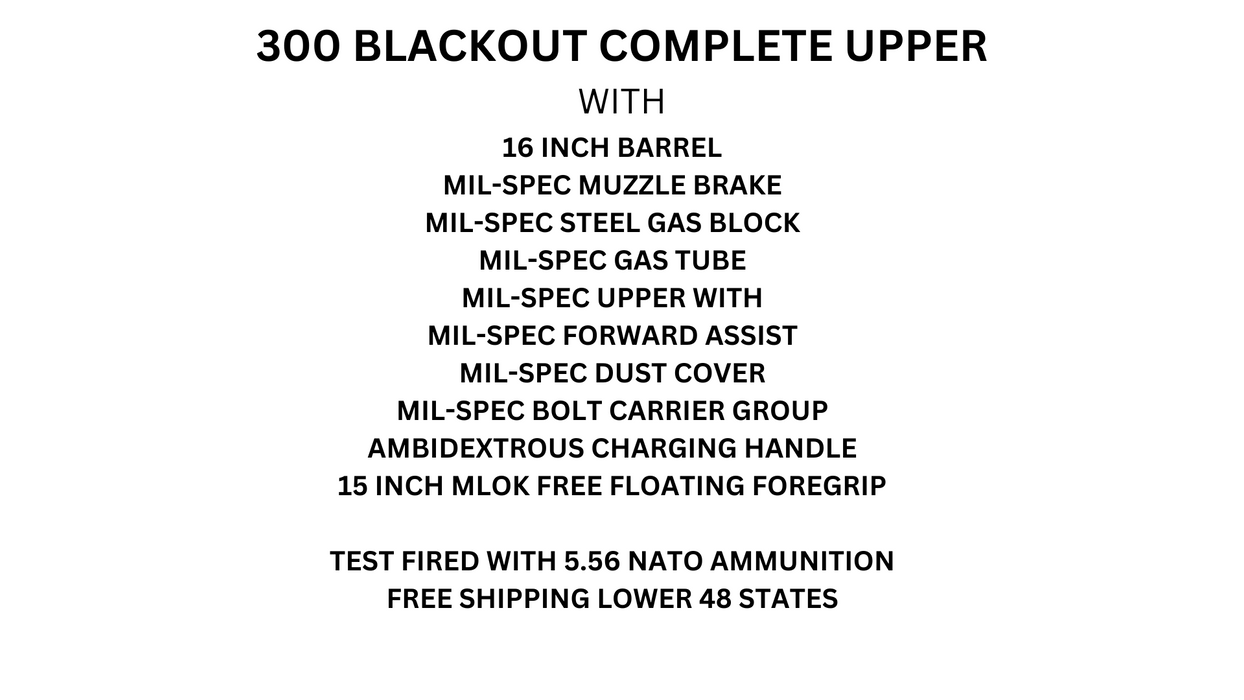 300 Blackout Complete Upper | 16 INCH Barrel