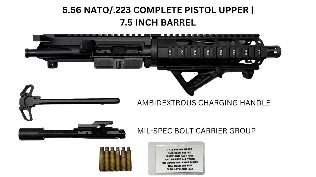 5.56 Nato/.223 Complete Pistol Upper | 7.5 INCH Barrel