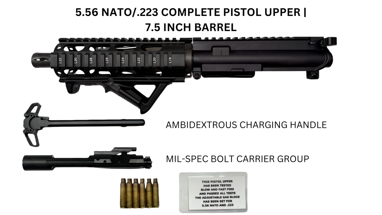 5.56 Nato/.223 Complete Pistol Upper | 7.5 INCH Barrel